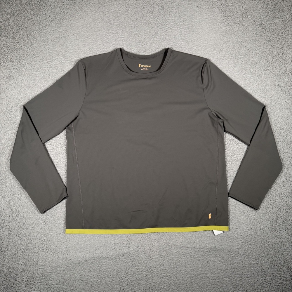 Cotopaxi Shirt Mens XL Gray Performance Running Stretch Wicking Thumbhole Logo